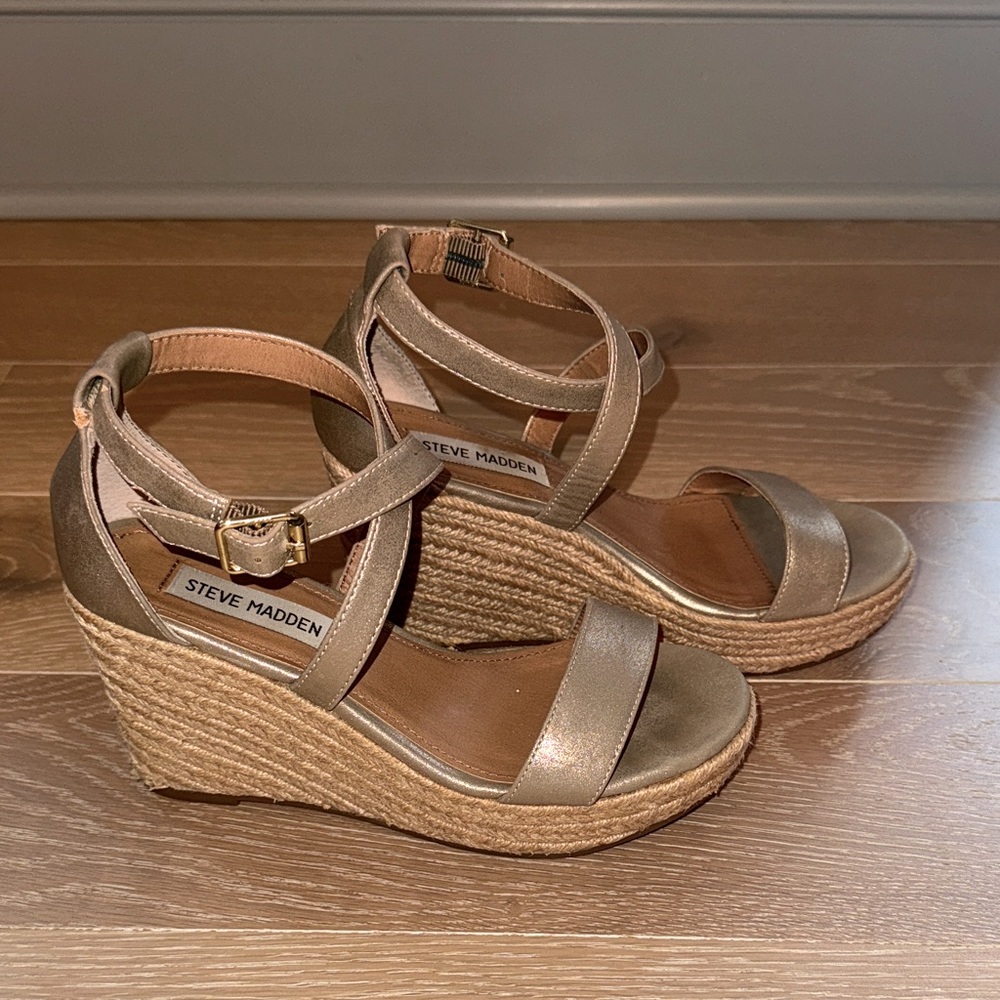 Steve Madden Metallic Gold Wedge Sandals